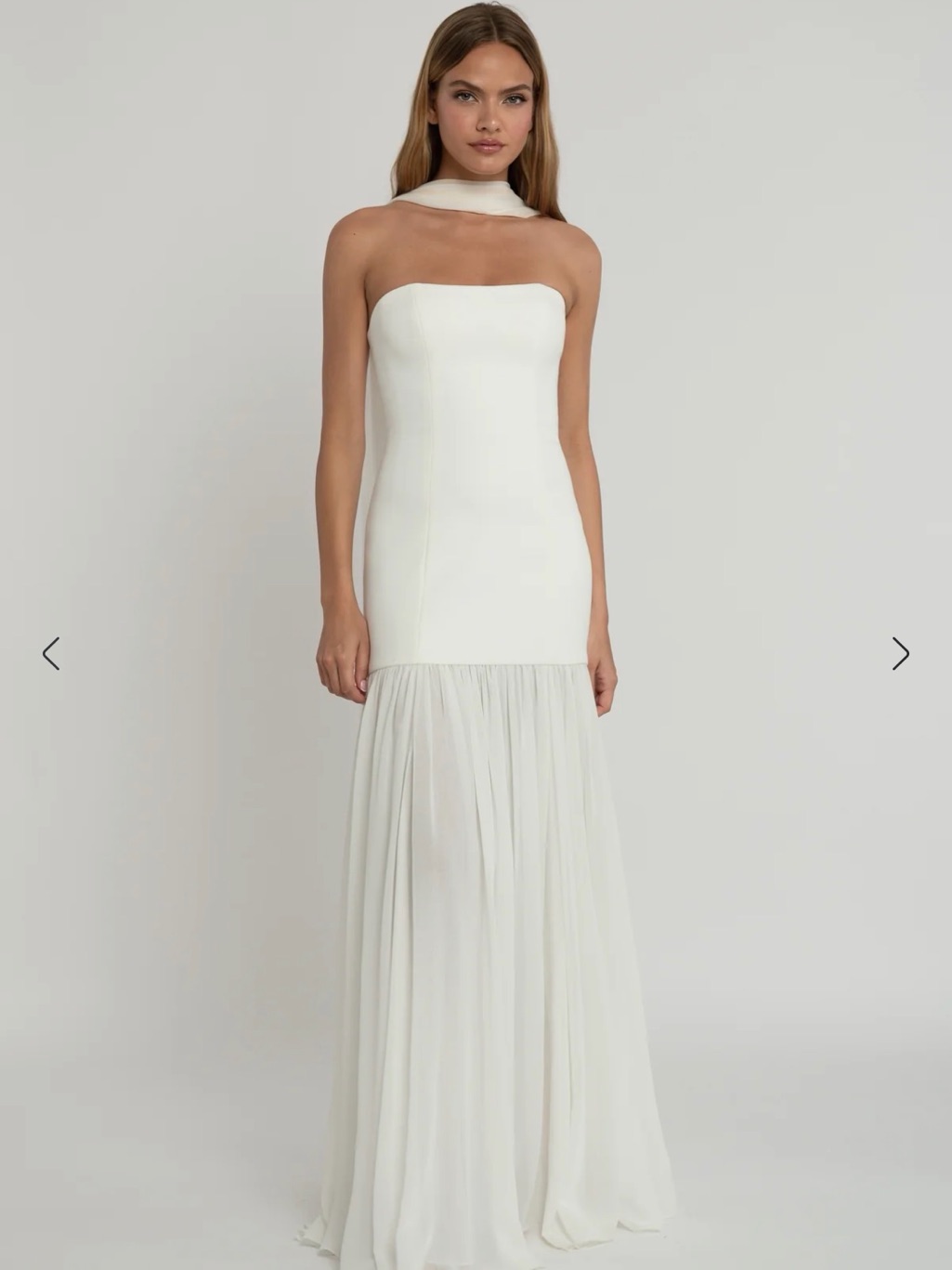 Jenny Yoo White Strapless Chiffon Maxi Dress With Neckband